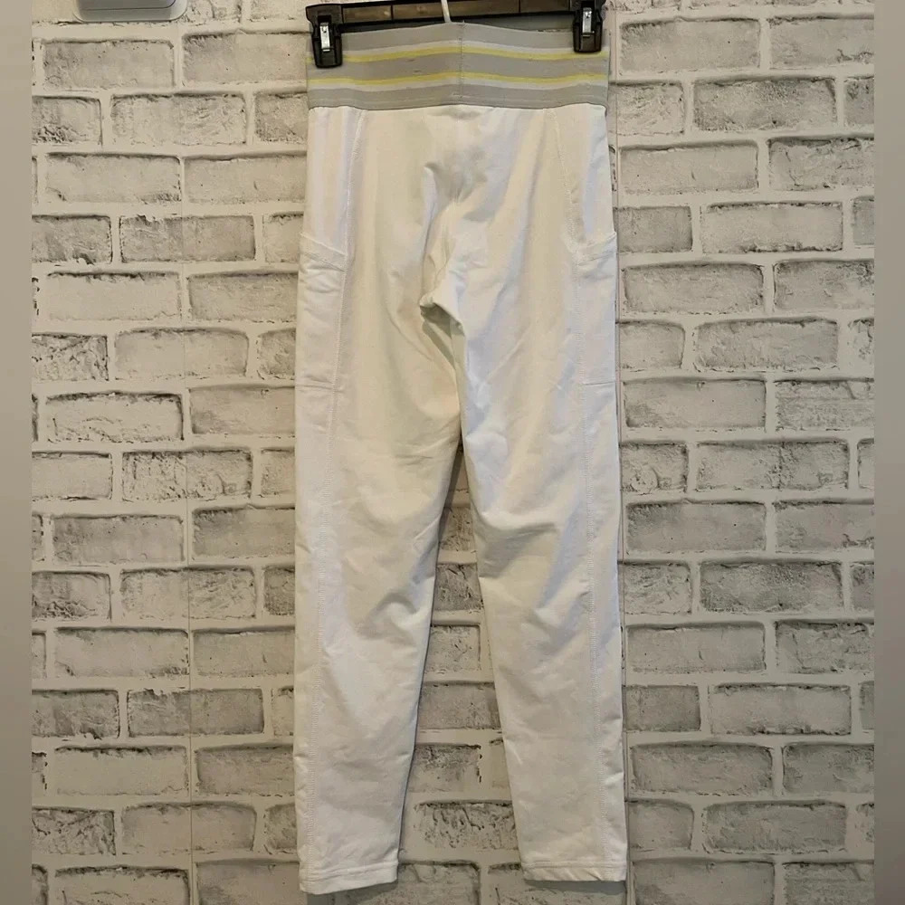 Aerie Chill Play Move white high waist stripe waistband leggings Medium - Picture 2 of 6